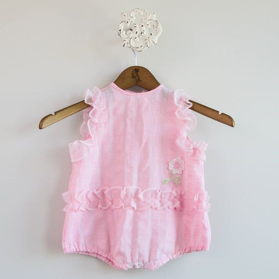 Size 12-18mo • Baby's Pink Easter Ruffled Floral … - image 1