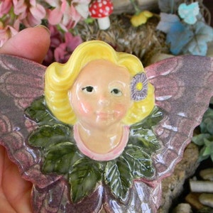 Fairy  miniature Girl Oranment - handmade ceramic garden fairie fae  for your miniature gardens - safe outside  Glazed