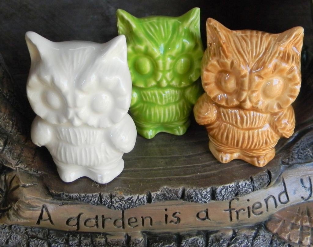 Ceramic Owl Statue Vintage Design True Fruit White Fly Etsy
