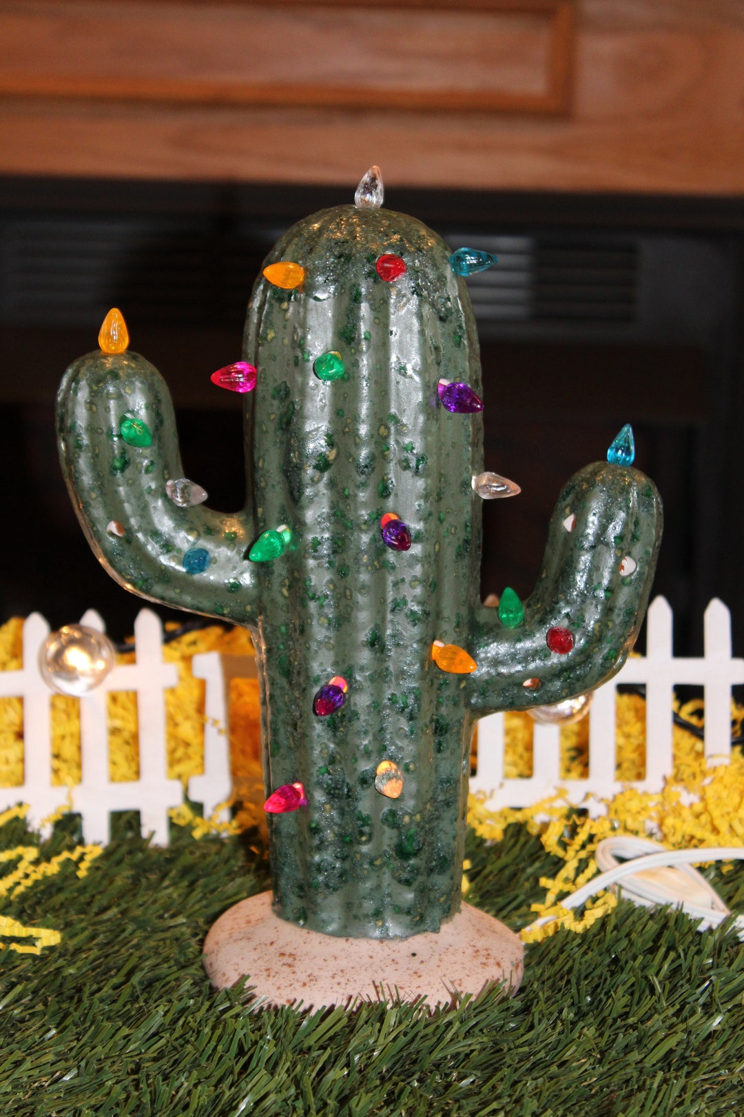 Lighted Cactus Ceramic Cactus Christmas Tree Ceramic Saguaro Lamp Light
