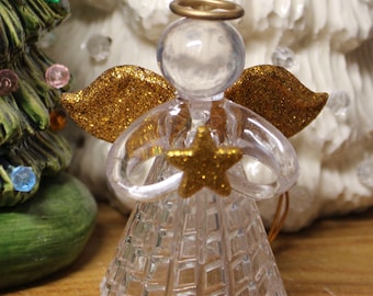 Ángel vintage con corona de cerámica para árbol de Navidad