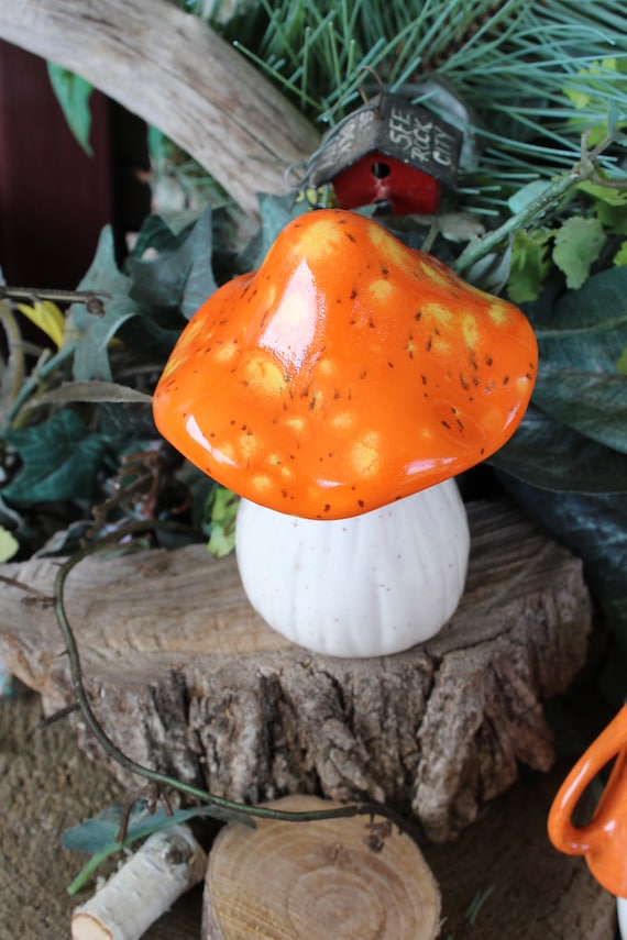 Ceramic Fairy Toadstools Christmas decoration Mushrooms Garden Ornaments