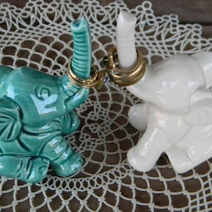 Elephant Ring Cake topper ceramic  Ring bearer wedding lucky handmade pottery  (pair of 2)