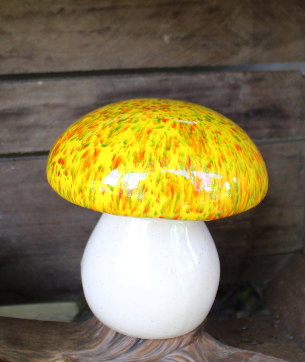 Garden Ceramic MUSHROOM Statue Large RED yellow AMANITA fly Etsy