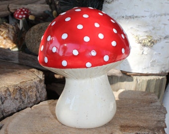 VTG Lot Of 3 Red Cap & White Dot Painted Mushroom Candles Glazed -READ