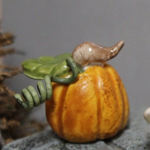 Pumpkin for your terrarium     Hand Painted Fall Halloween Decoration Ceramic