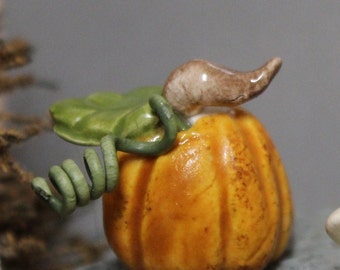 Pumpkin for your terrarium     Hand Painted Fall Halloween Decoration Ceramic