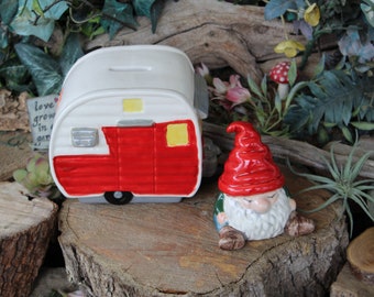 Camper  Fairy  House Ceramic skamper   Rv   Bank   fantasy fairy room decor glamping trailer