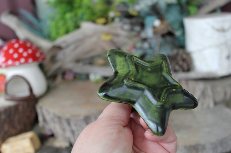 Starfish Ring Dish Jewelry holder ceramic Ring bearer pottery green wedding Beach Ocean Life Decor handmade pottery gifts under 15