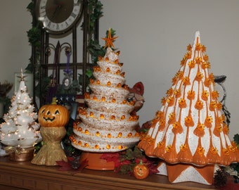 Lava Tree  Ceramic Christmas Tree Autumn Fall Halloween tree - Frozen Retro Tree    Ready to ship