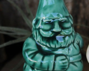 Gnome  Miniature handmade ceramic garden gnome sherlock - Terrarium small tiny knome  turquoise