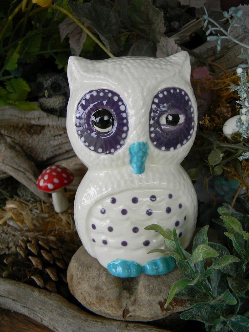 Hootie Owl . Winking .......Vintage style barn potter Owl ... Glazed ceramicVintage Style image 1