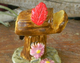 Fairy Garden Mail Box  for your Fae garden Terrarium  sized miniature ceramic -  pink daisy