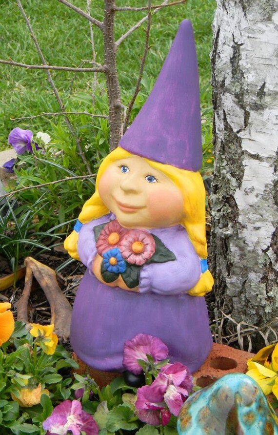 Custom Painted Garden Gnomes , Lady Girl Gnome