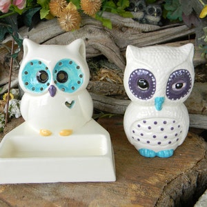 Hootie Owl . Winking .......Vintage style barn potter Owl ... Glazed ceramicVintage Style image 4