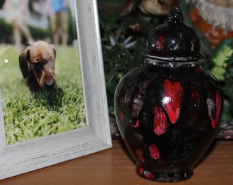 Pet Urn - Ceramic Cremation Ginger Jar Container  Treat jar or  canister - memorial for dogs, cats, rabbits, guinea pigs