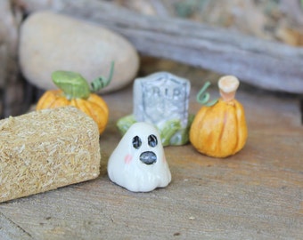 Ceramic Ghost   terrarium miniature glazed ceramic   hand made