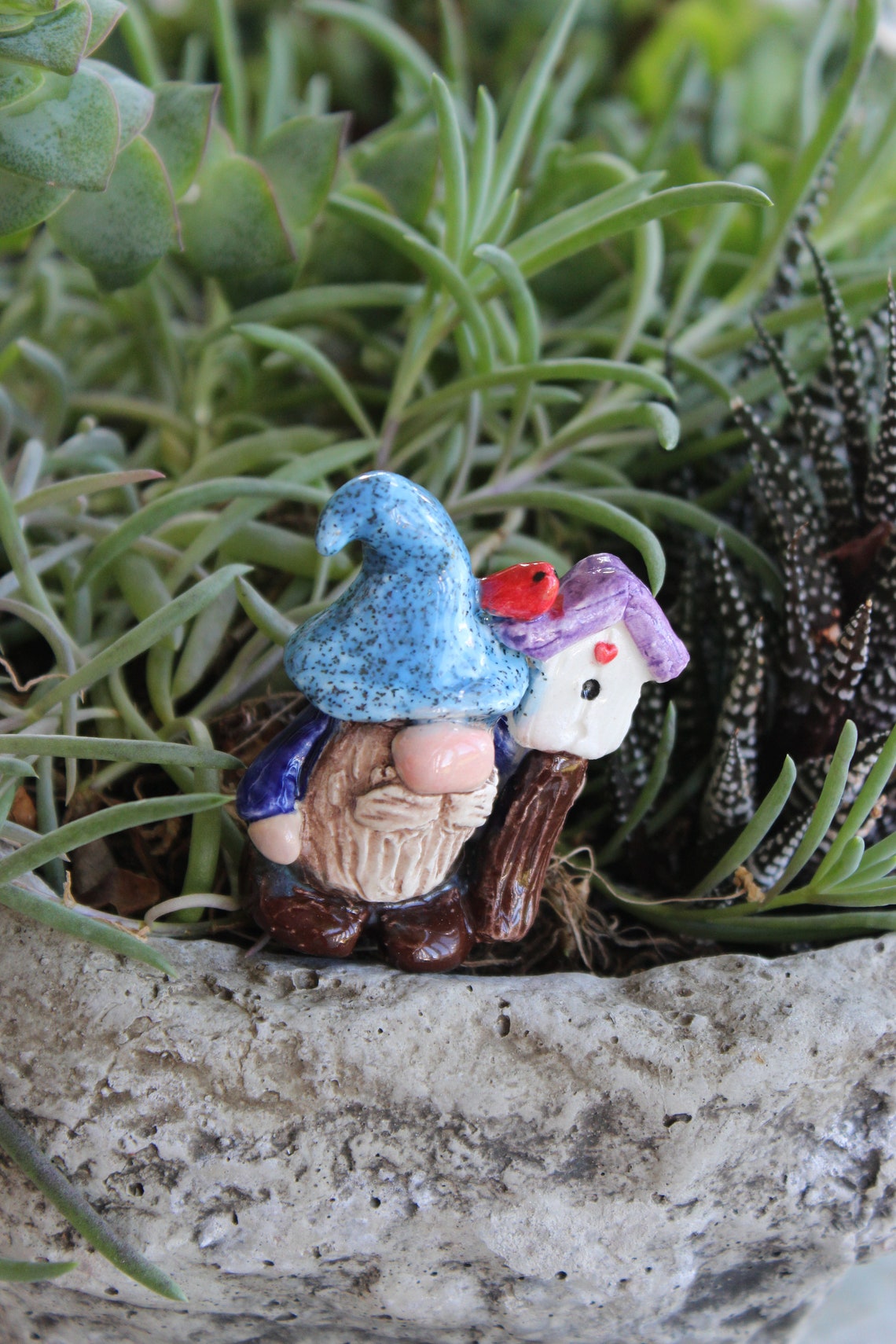 Jardin Gnome Terrarium Gnome magique Miniature céramique gnome Etsy