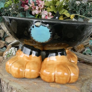 Dog Bowl with Paws and a little tail - Black Tan Hunting dog  - Great for fundraisers for rescues  Elevated Food Water Bowl