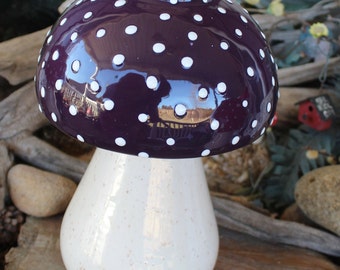 Ceramic Mushroom Planters 1  Purple    Succulent Kitchen Window pots     Poison only if ...eaten  fly agaric Amanita muscaria,