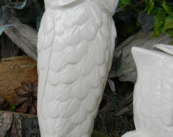 Tall Pottery Owl - Ceramic glazed Horned barn pottery  Hoot owl Vintage inspired