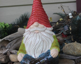Garden Gnome Decor  Pottery Glazed - Large knome  Bramble Beard Gnome
