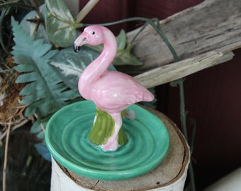 Ceramic Flamingo  Ring Holder. Ring dish  Trinket Dish pottery  Ceramic Jewelry Storage Bridesmaid Gift Birthday Gift Flamingo Gift