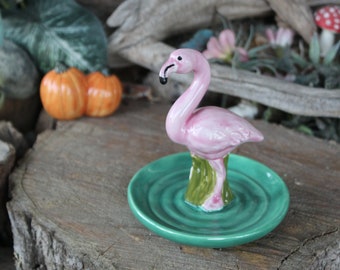 Ceramic Flamingo  Ring Holder. Ring dish  Trinket Dish pottery  Ceramic Jewelry Storage Bridesmaid Gift Birthday Gift Flamingo Gift