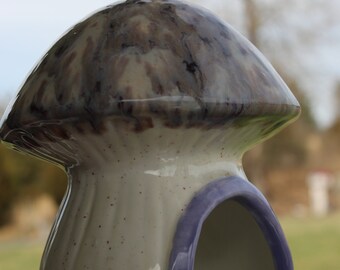 Ceramic Mushroom   Toadstool Hanging Ceramic Bird Feeder Mushroom House - Unique home for your Gnome, hamster or birds