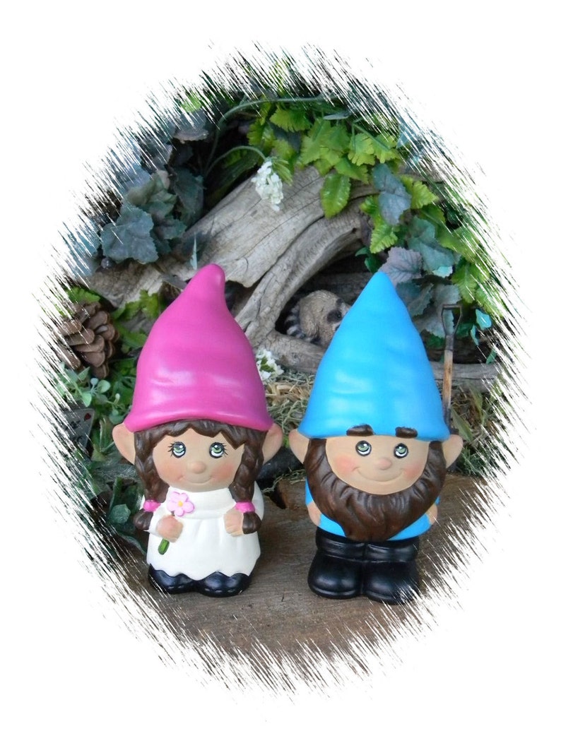 Gnome wedding cake toppers