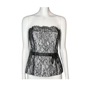 Vintage Y2K Black Cream Lace Bustier Corset Going Out Top. XS. Gothic, Whimsigoth, Coquette, Romantic, Goth, Whimsygoth, Coquettecore