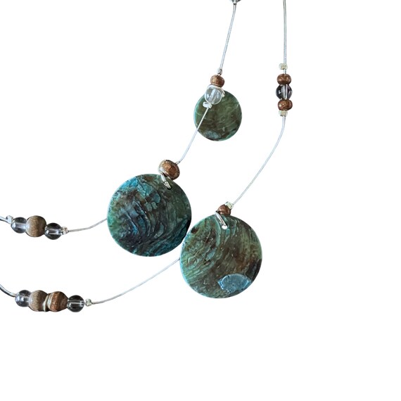 Boho Turquoise Multistrand Abalone Shell Illusion… - image 8