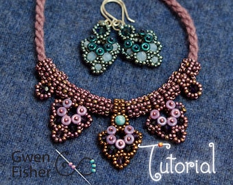 Beading Tutorial Floret Earrings and Necklace Beaded with Modified Prismatic Right Angle Weave MPRAW