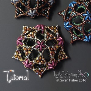 Beading Tutorial Pentadome Pendant Pattern with 2-Hole Crescent and Bar Beads
