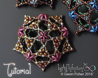 Beading TUTORIAL Pentadome Pendant Pattern with 2-Hole Crescent and Bar Beads