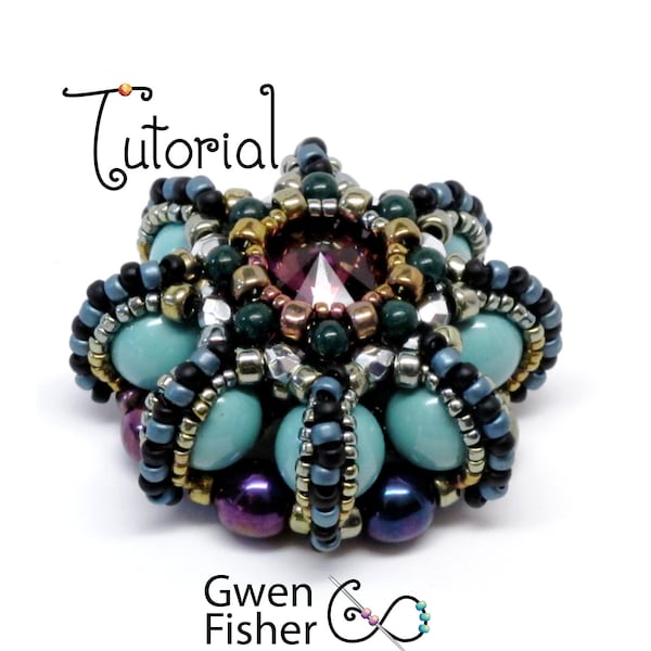 TUTORIEL Collier et pendentifs Rivoli oursin en perles à chevrons