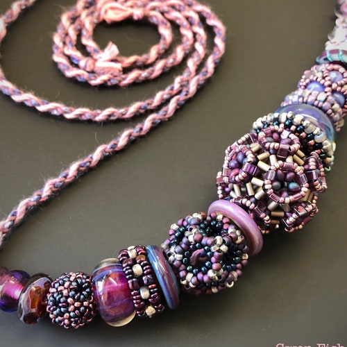 Purple and Silver Beaded Bead Necklace Coxeter Bead Conway - Etsy