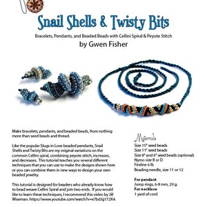 TUTORIAL Snail Shells & Twisty Bits, Beaded with Peyote Stitch image 2