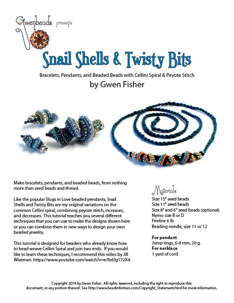 TUTORIAL Snail Shells & Twisty Bits, Beaded with Peyote Stitch image 2