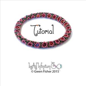 Tutorial Daisy Chain Cable Beaded Bangle Bracelet and Earrings Angle Weave