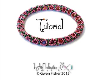 TUTORIAL Daisy Chain Cable Beaded Bangle Bracelet and Earrings Angle Weave