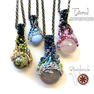 Tutorial Enchanted Dewdrop Pendant with Freeform Peyote Stitch and Right Angle Weave RAW