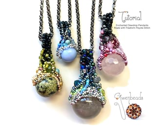 Tutorial Enchanted Dewdrop Pendant with Freeform Peyote Stitch and Right Angle Weave RAW