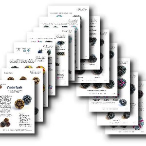 May include: A collection of printable instructions for creating colorful beaded balls. The instructions include diagrams and photos of the beads and finished projects.