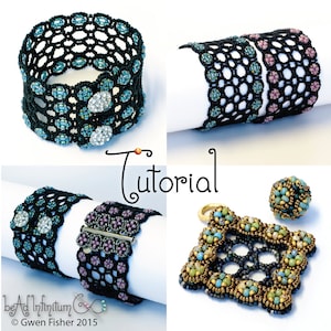 TUTORIAL Book of Kells Bracelet Beaded Angle Weave with Button Clasp image 2