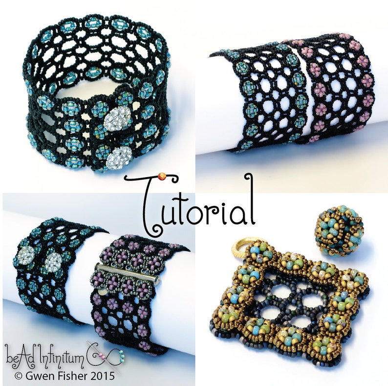 TUTORIAL Book of Kells Bracelet Beaded Angle Weave with Button Clasp image 2