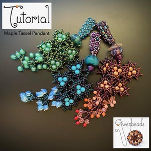 Tutorial Maple Tassel Pendant with Bead Weaving Leaves Leaf Peyote Stitch Fringe