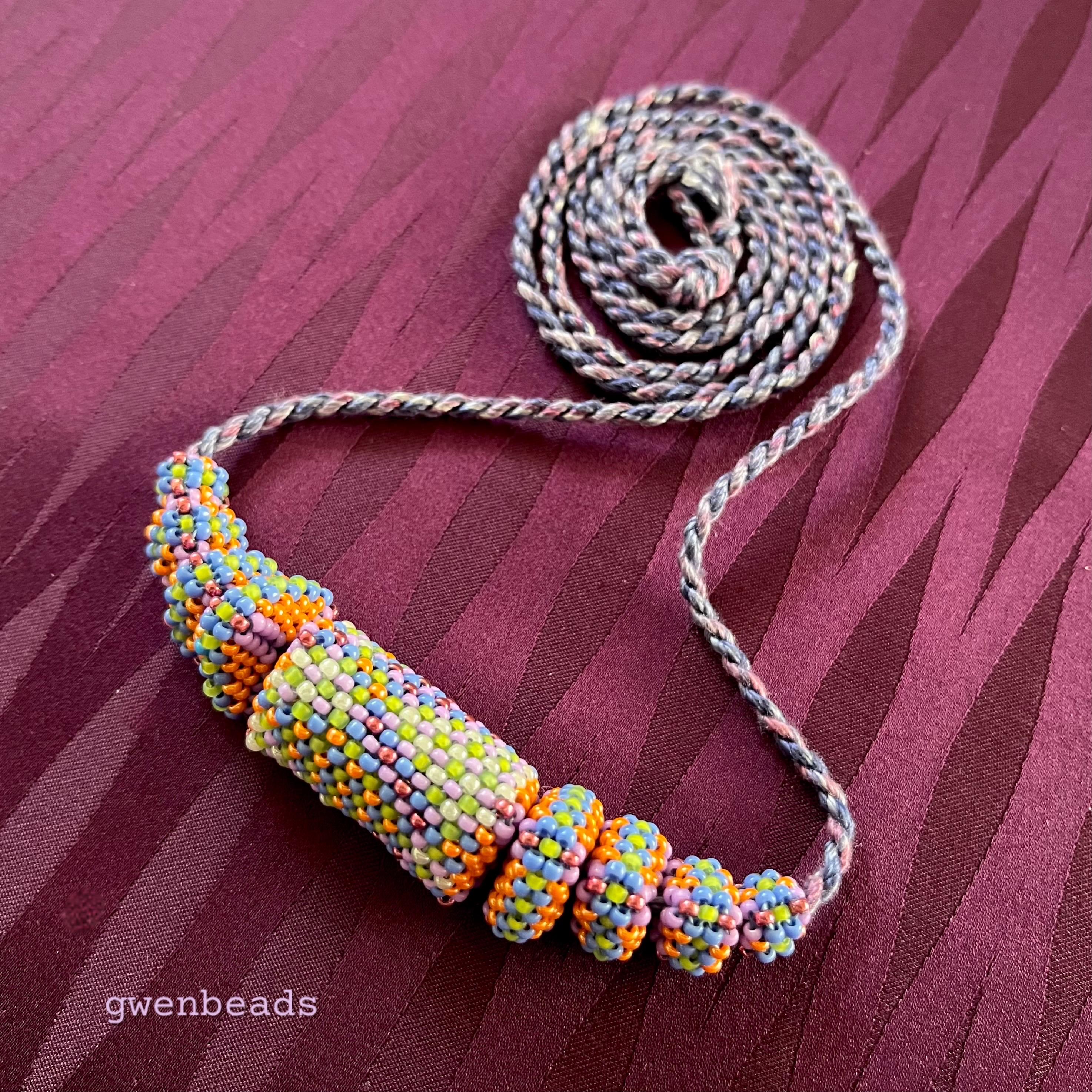 Colorful Cellular Automata Beaded Bead Necklace With Peyote Stitched ...