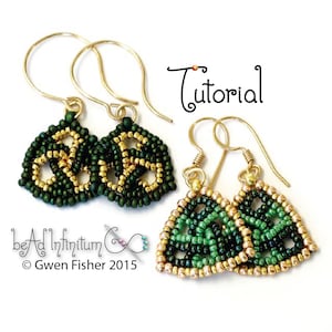 Tutorial Trefoil Triangle Earrings Beaded with Herringbone and Square Stitch