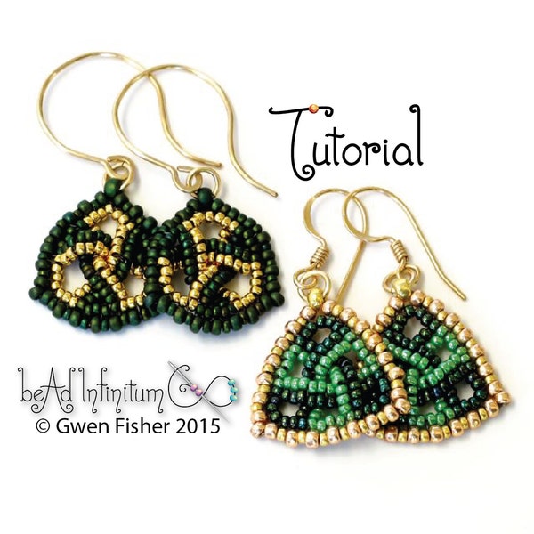 TUTORIAL Trefoil Triangle Earrings Beaded with Herringbone and Square Stitch